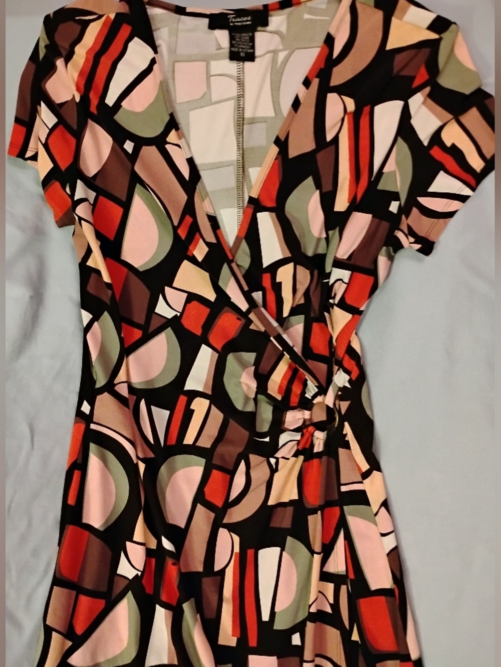 Tracy Evans Color Block Art Traces Front Wrap Dress           Size 10